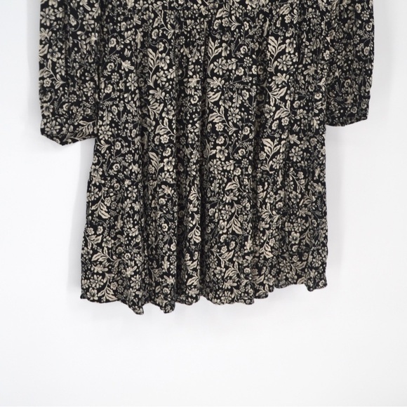 J. CREW Tiered Flowy Mini Dress in Floral Print Black White Women's M - Picture 8 of 11